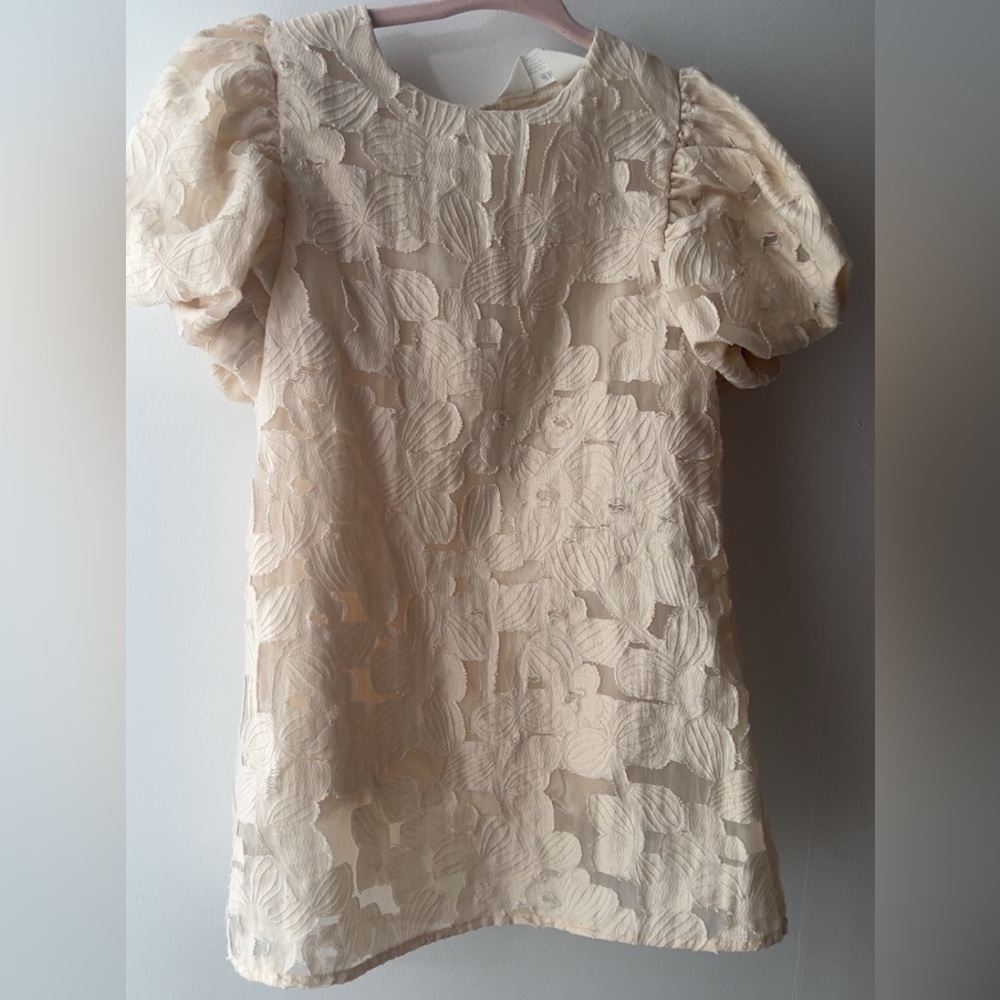 H&M Cream Textured Floral dress girls